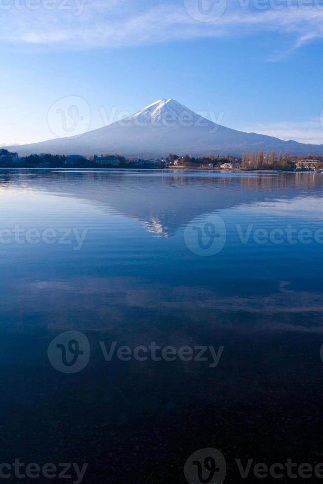 Mount Fuji reflection from sky, Kawaguchi lake photo