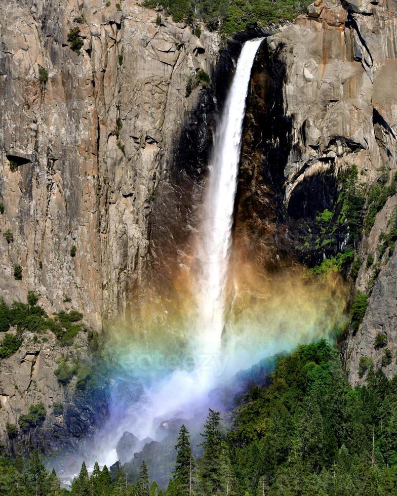 Bridal Veil Falls In Yosemite with rainbow photo