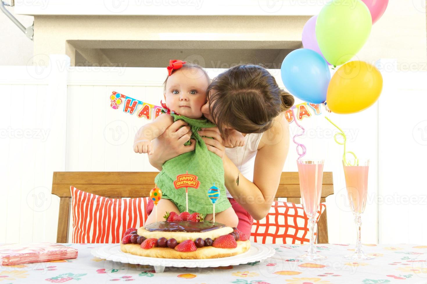 Mommy and Baby Celebrating Birthday photo