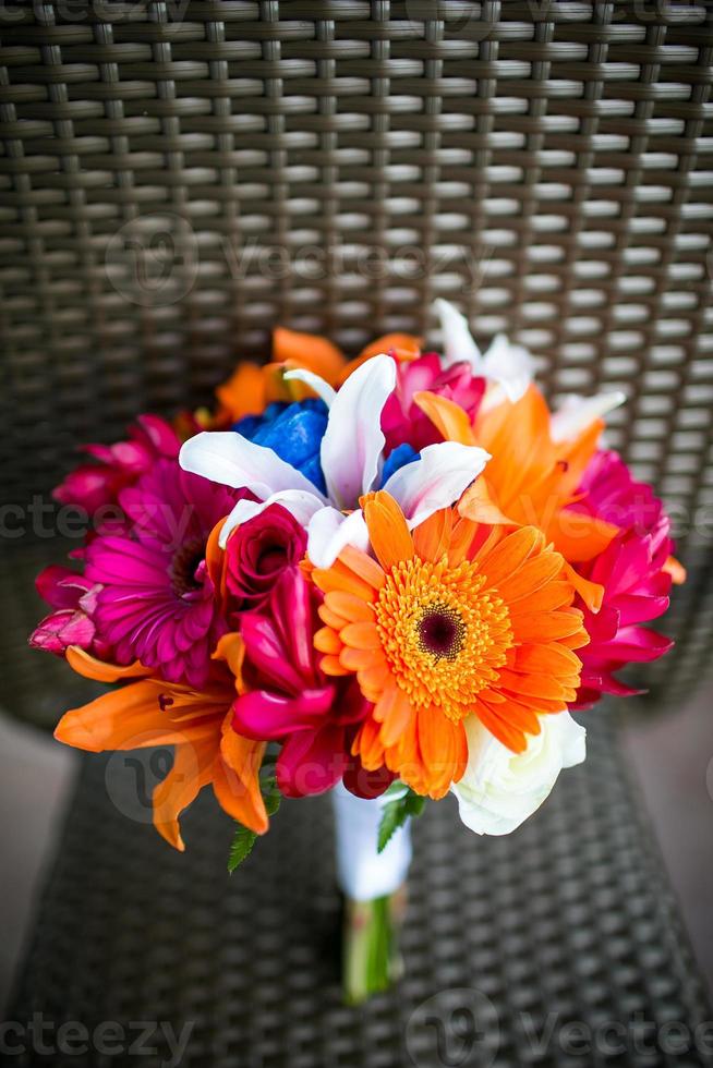 Wedding bouquet with Gerbera Daisies, Asiatic lilies, and Ginger photo