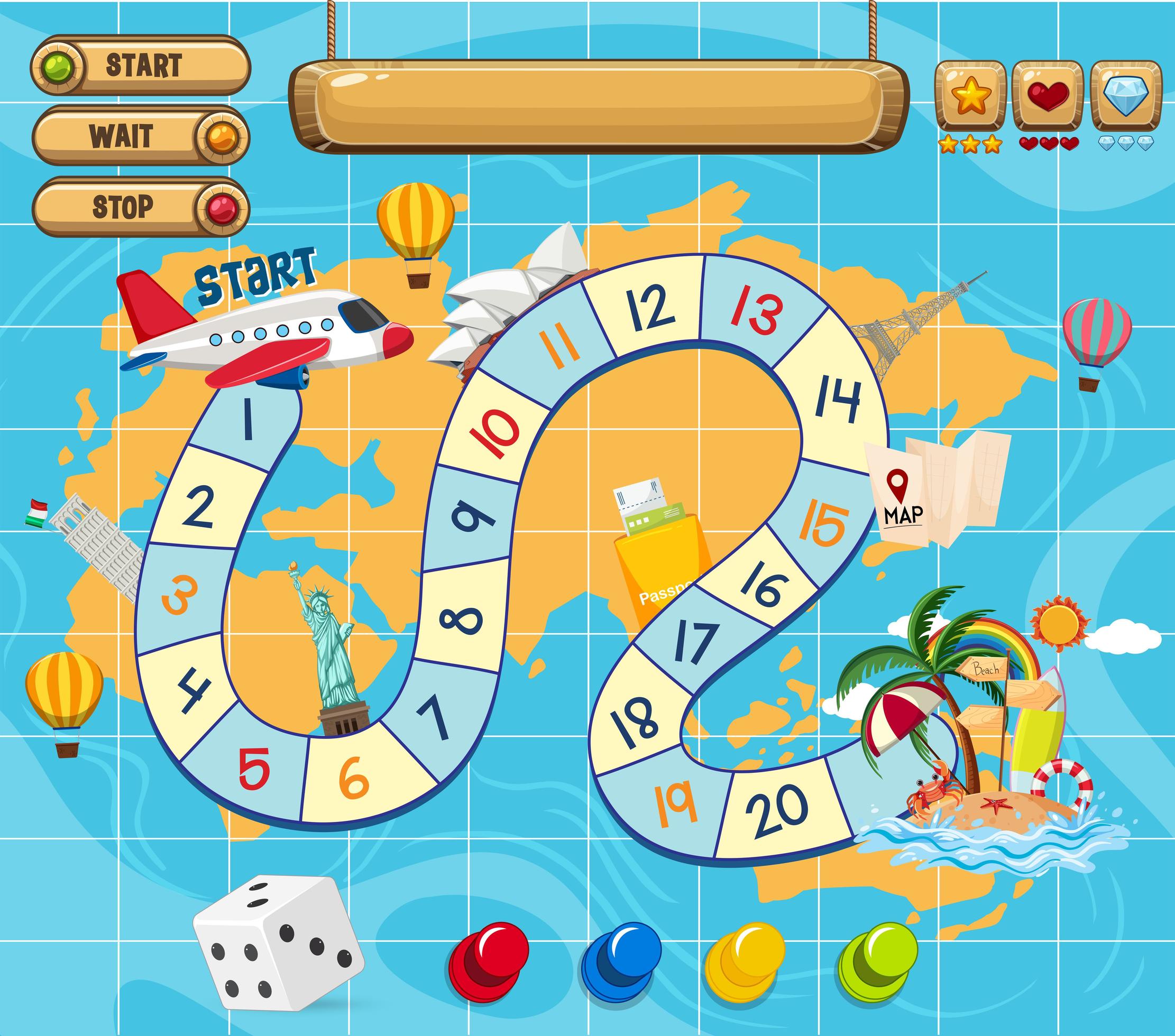 A travel board game template 1361033 Vector Art at Vecteezy