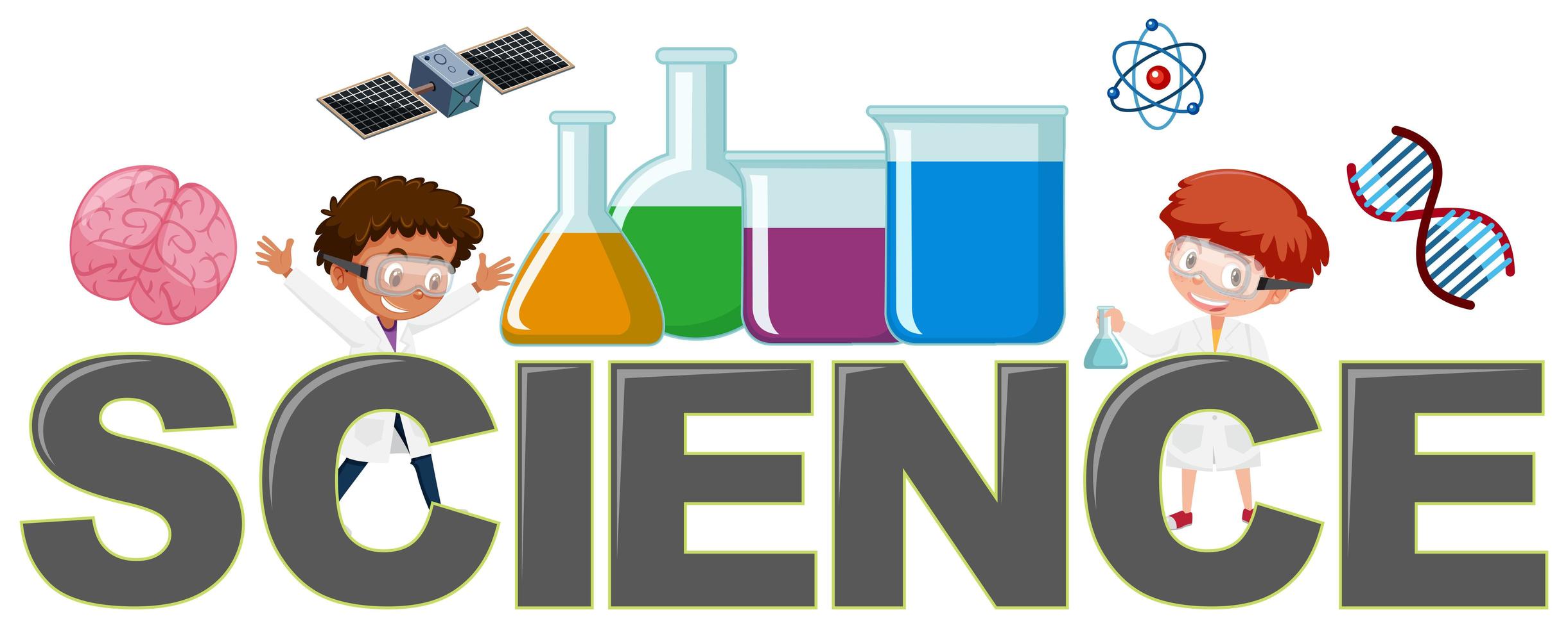 logotipo de ciencia con elementos vector