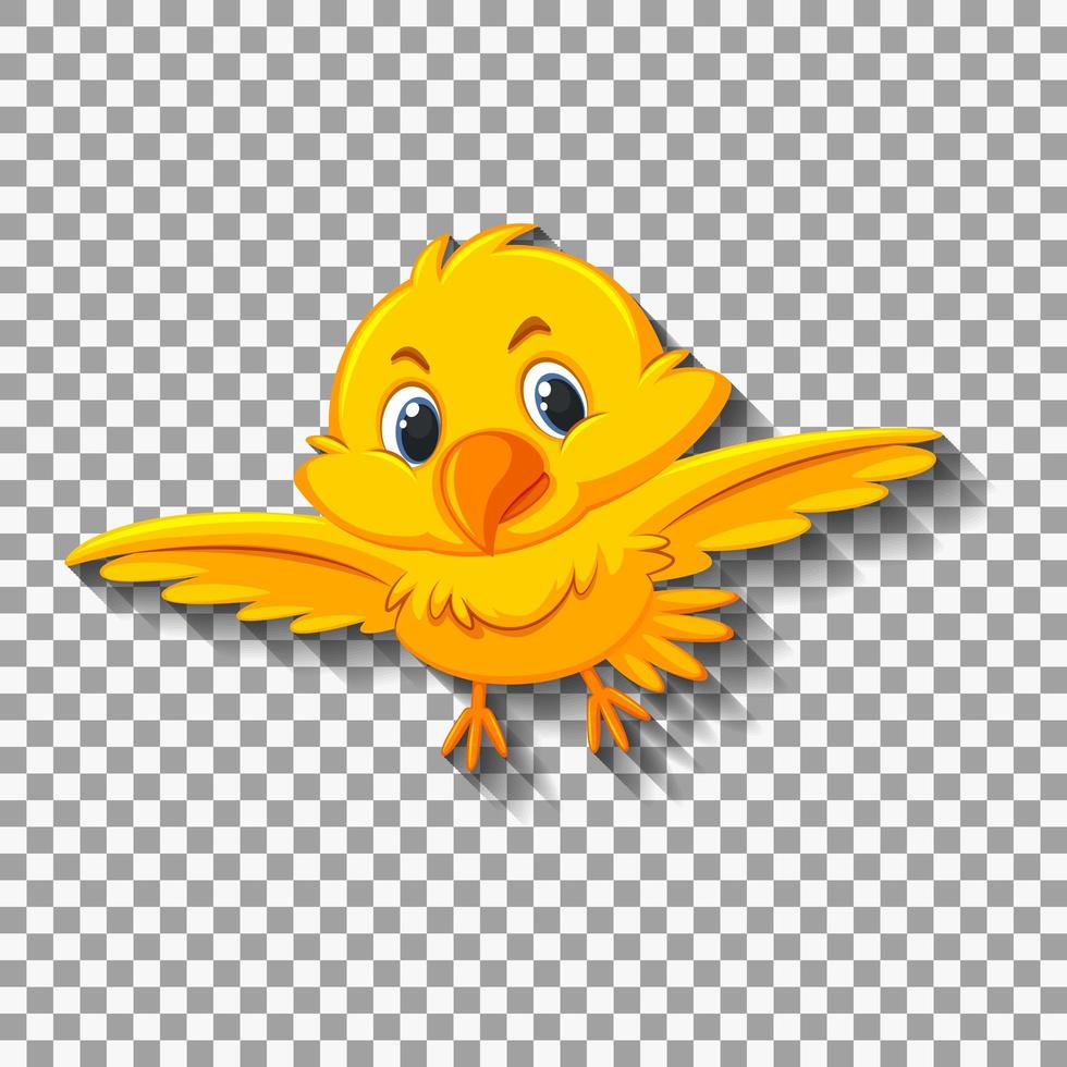 Cute yellow bird cartoon illustration vector