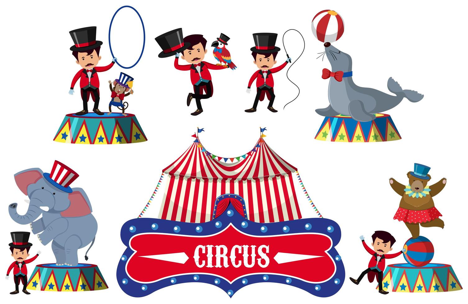 conjunto de elementos de circo vector