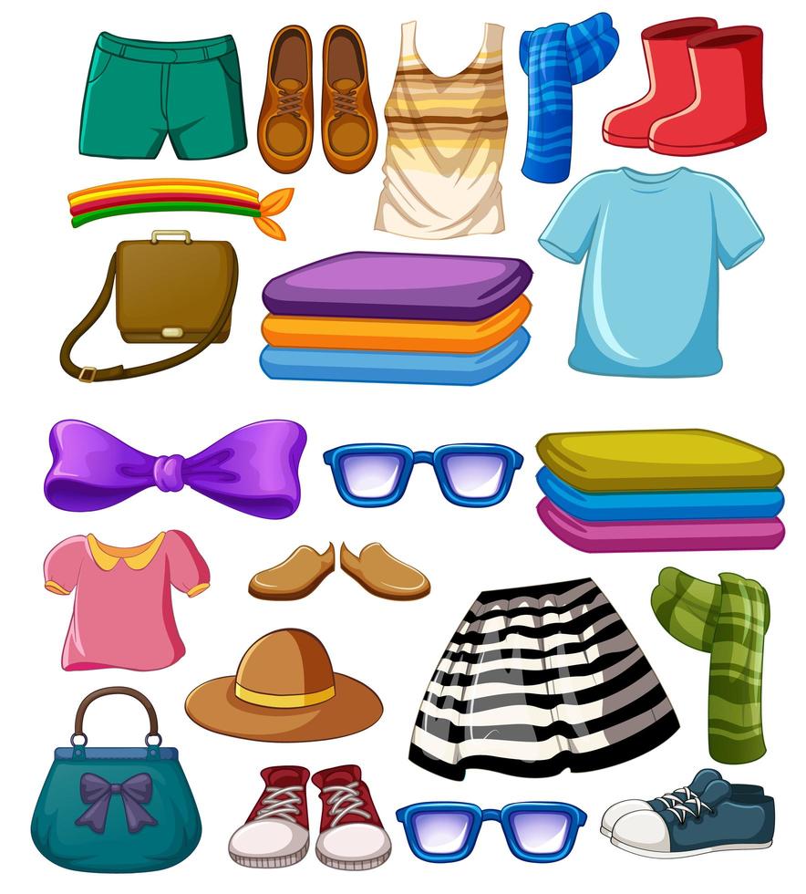 Set of fashion outfits and accessories 1361055 Vector Art at Vecteezy