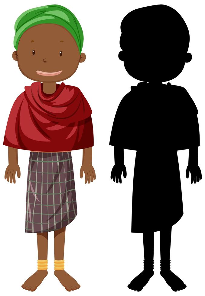 African tribe character with silhouette vector