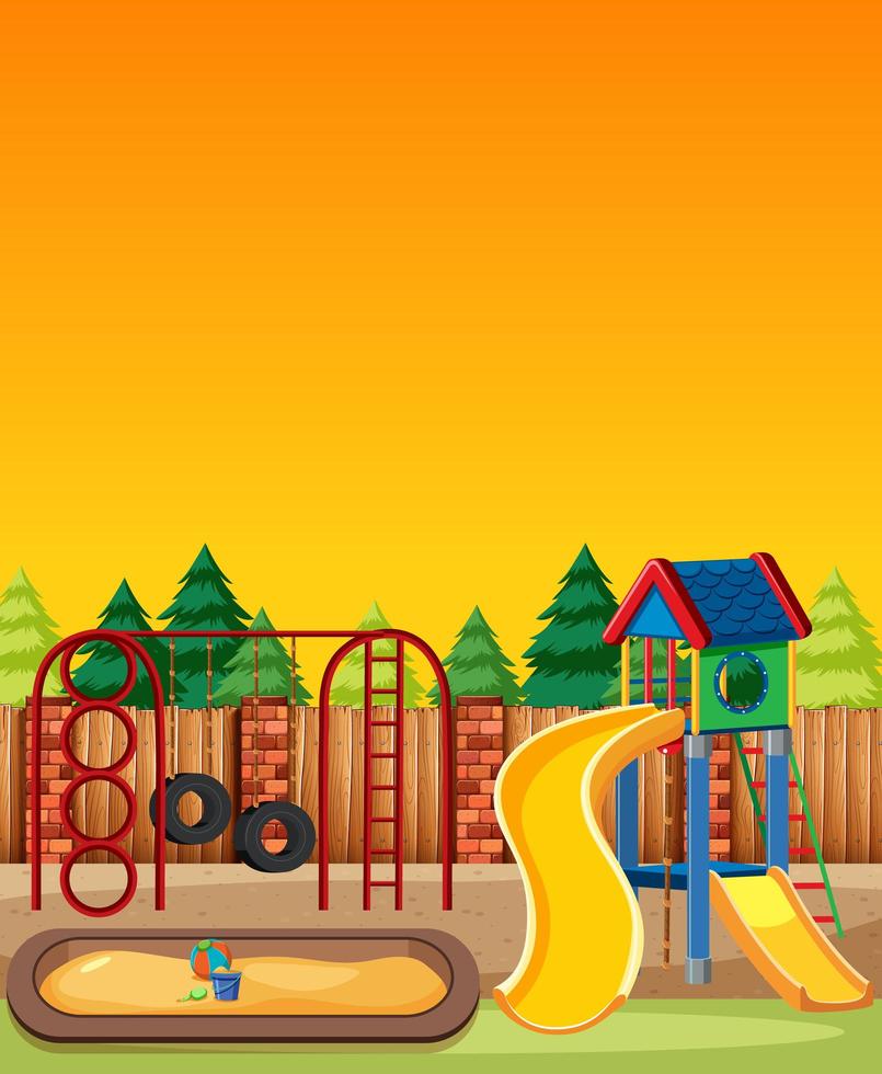 Kids playground in the park cartoon style vector