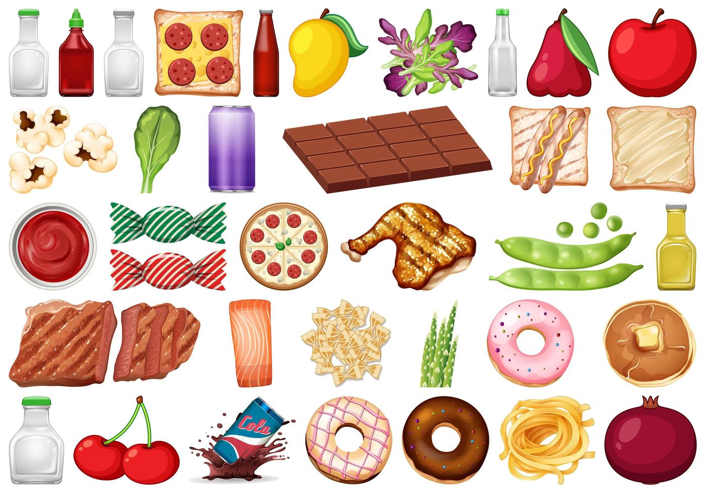 Set of isolated food and beverage objects  vector