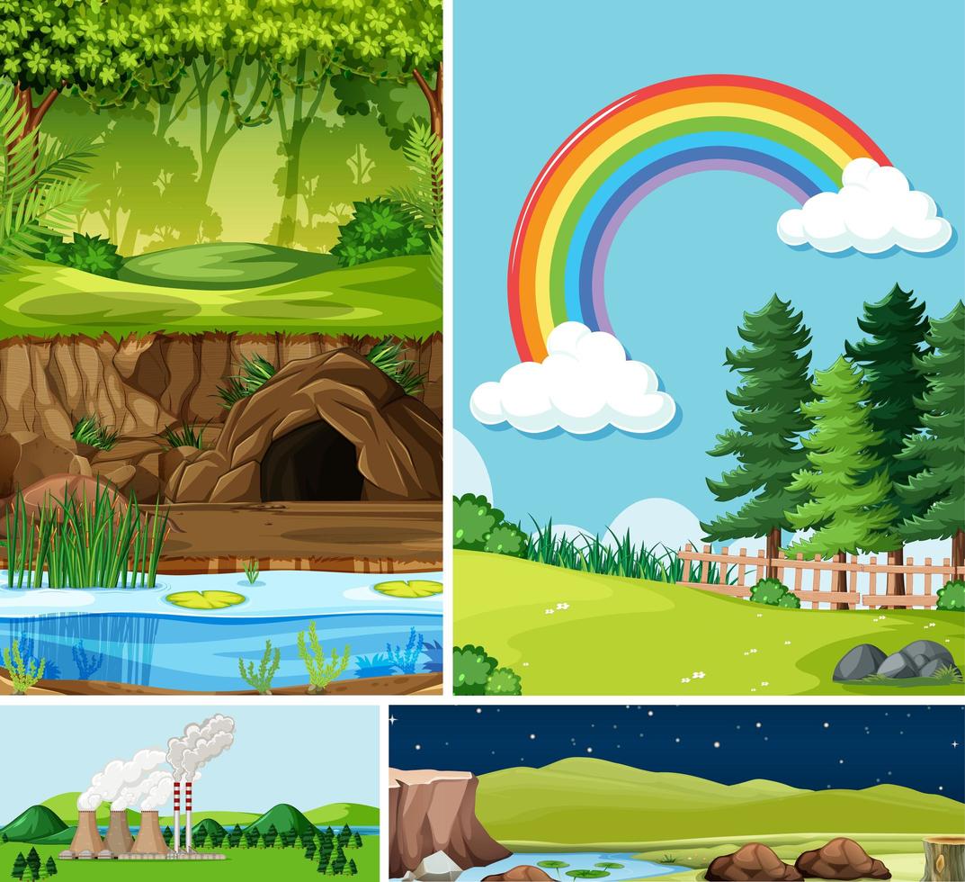 Four different scenes in nature setting  vector