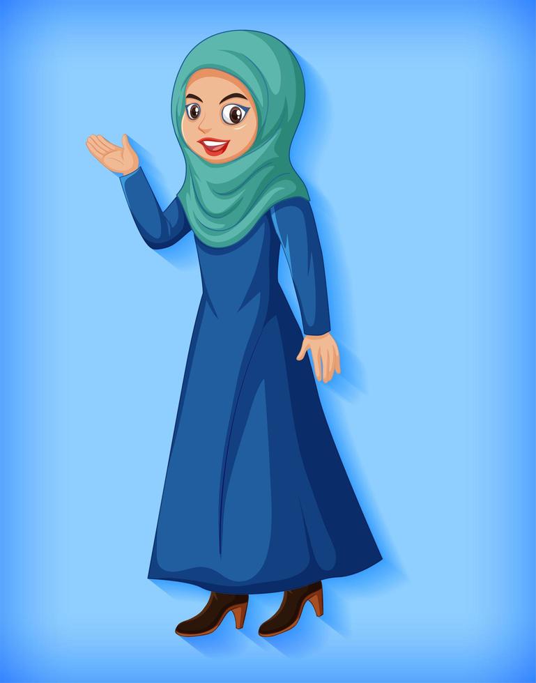 Beautiful Arabic lady cartoon character vector