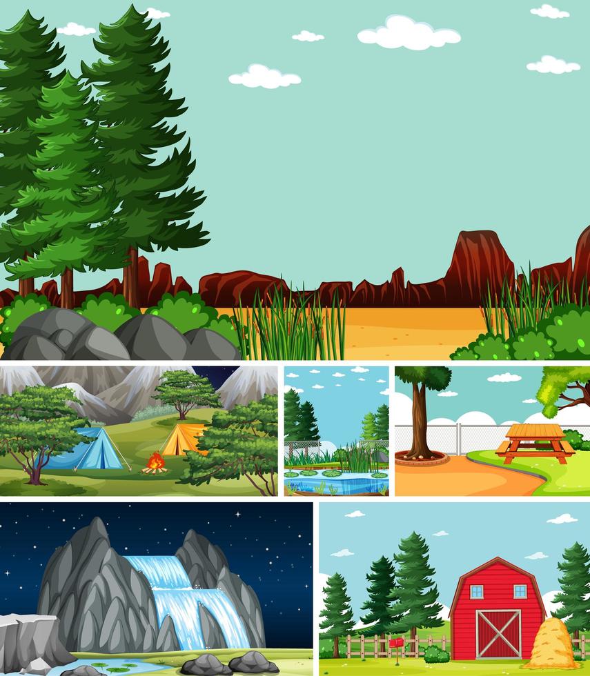 Six different scenes in nature setting  vector