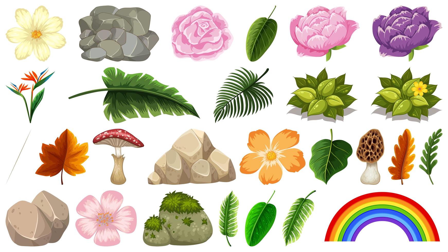 Set of nature objects 1361136 Vector Art at Vecteezy