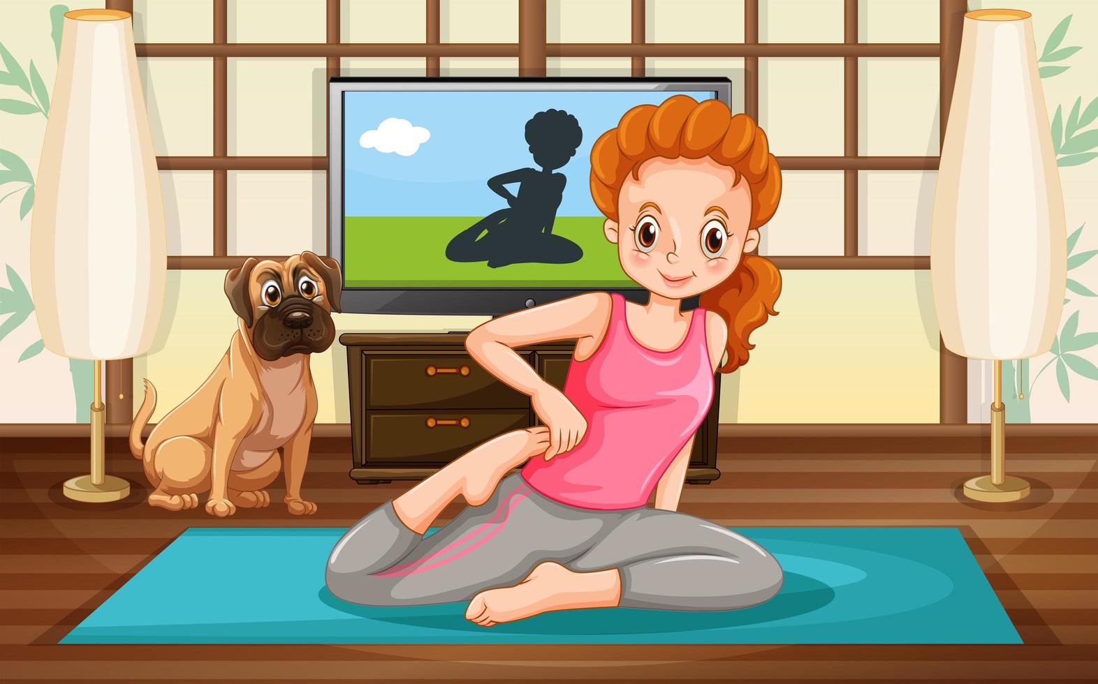 Girl and yoga practice vector