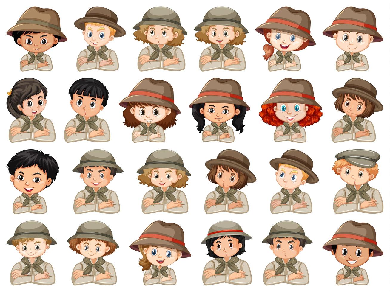 Set of different boys and girls scout characters  vector
