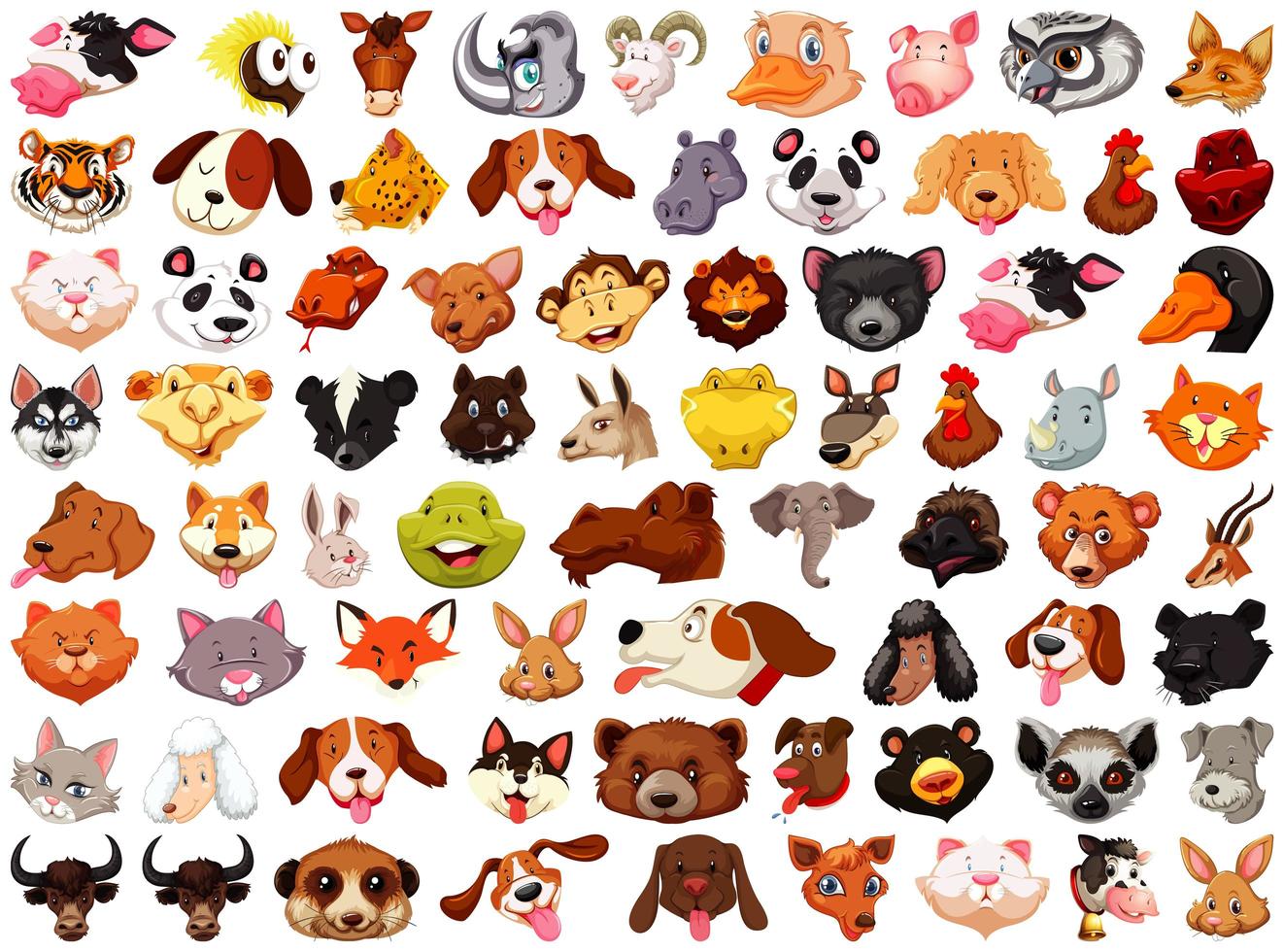 Set of different cute cartoon animals  vector
