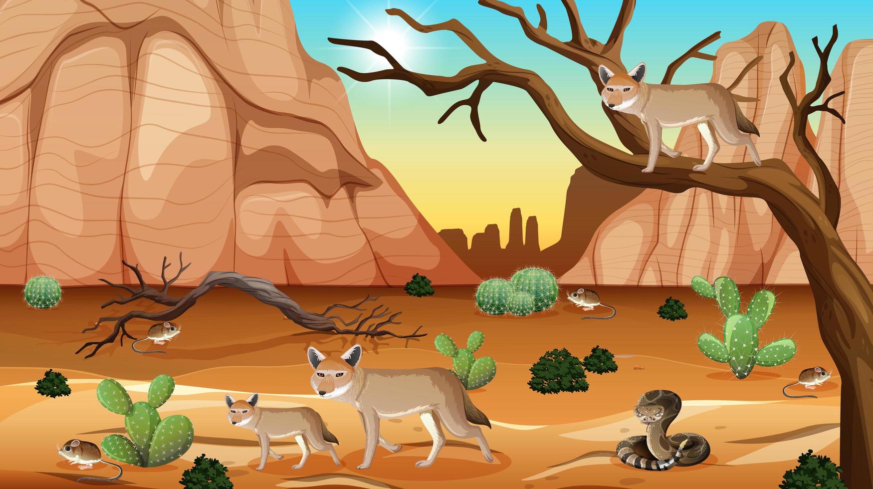 Wild desert landscape at daytime vector