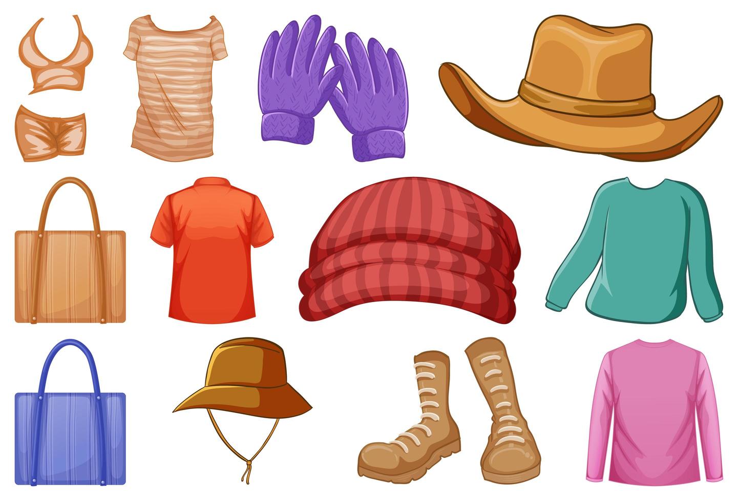 Set of fashion outfits and accessories  vector