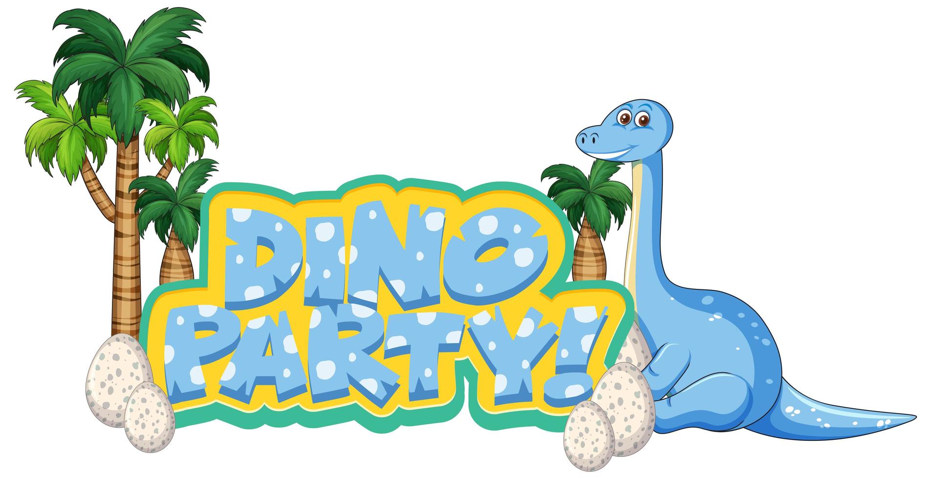 Dino party with apatosaurus and eggs vector