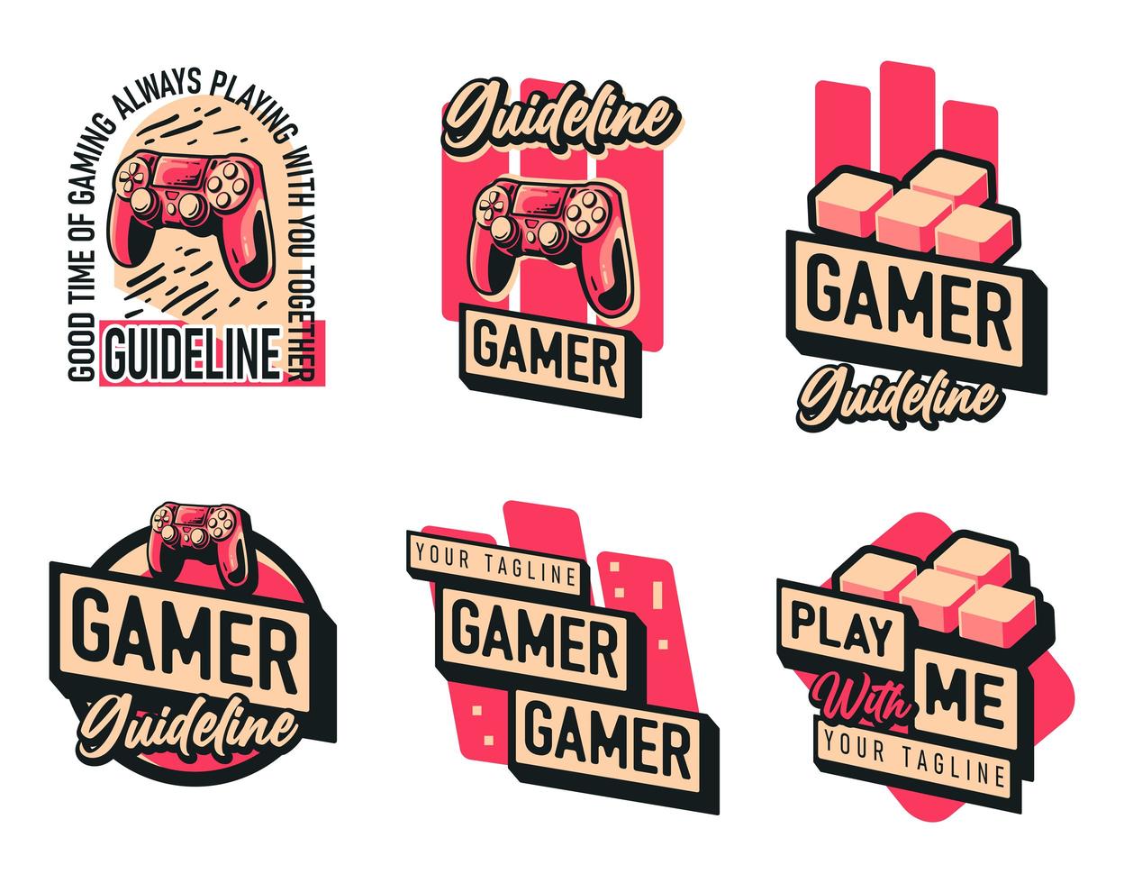 Gaming Joystick Logo Set vector