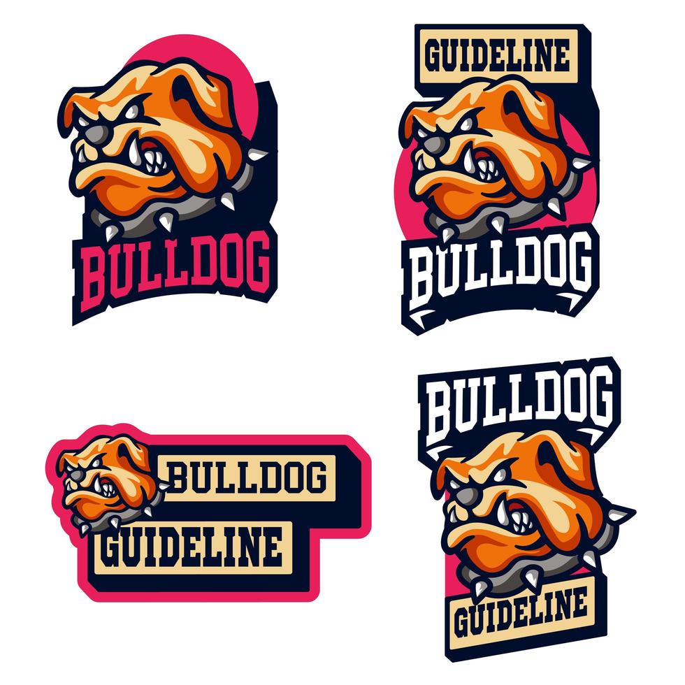 Bulldog head mascot set vector