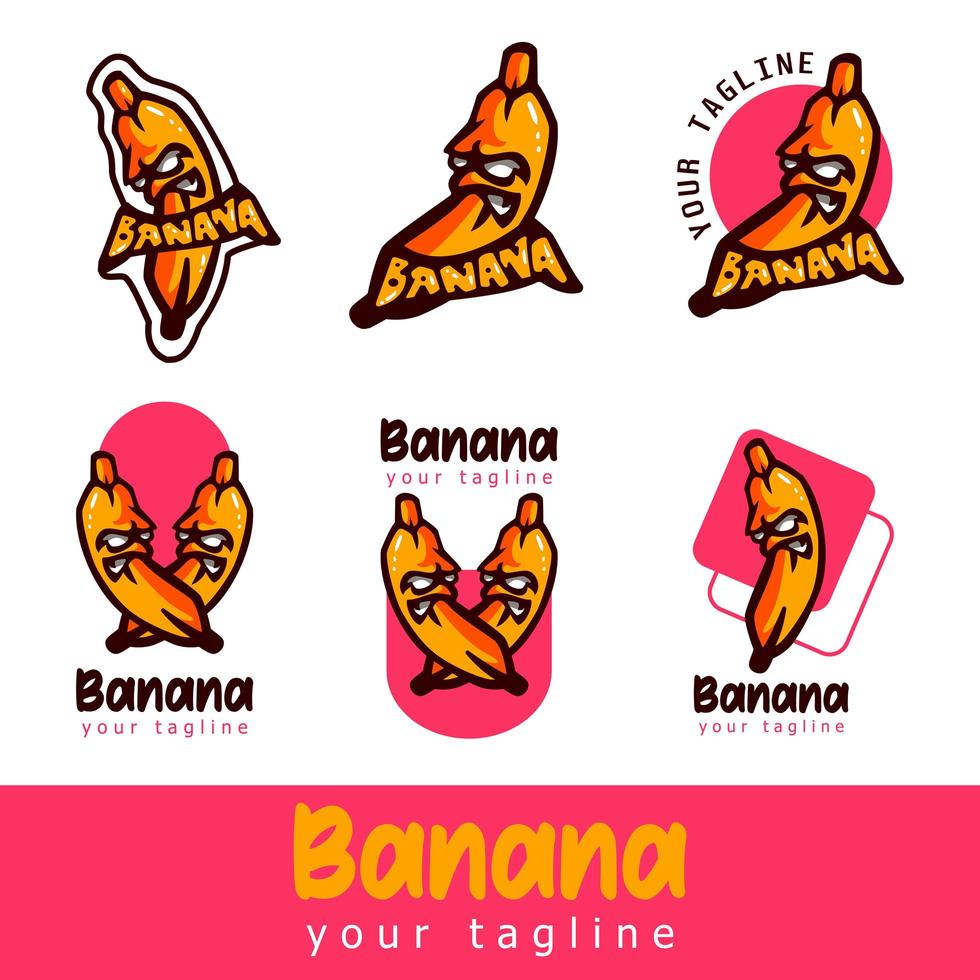 Banana mascot character set vector
