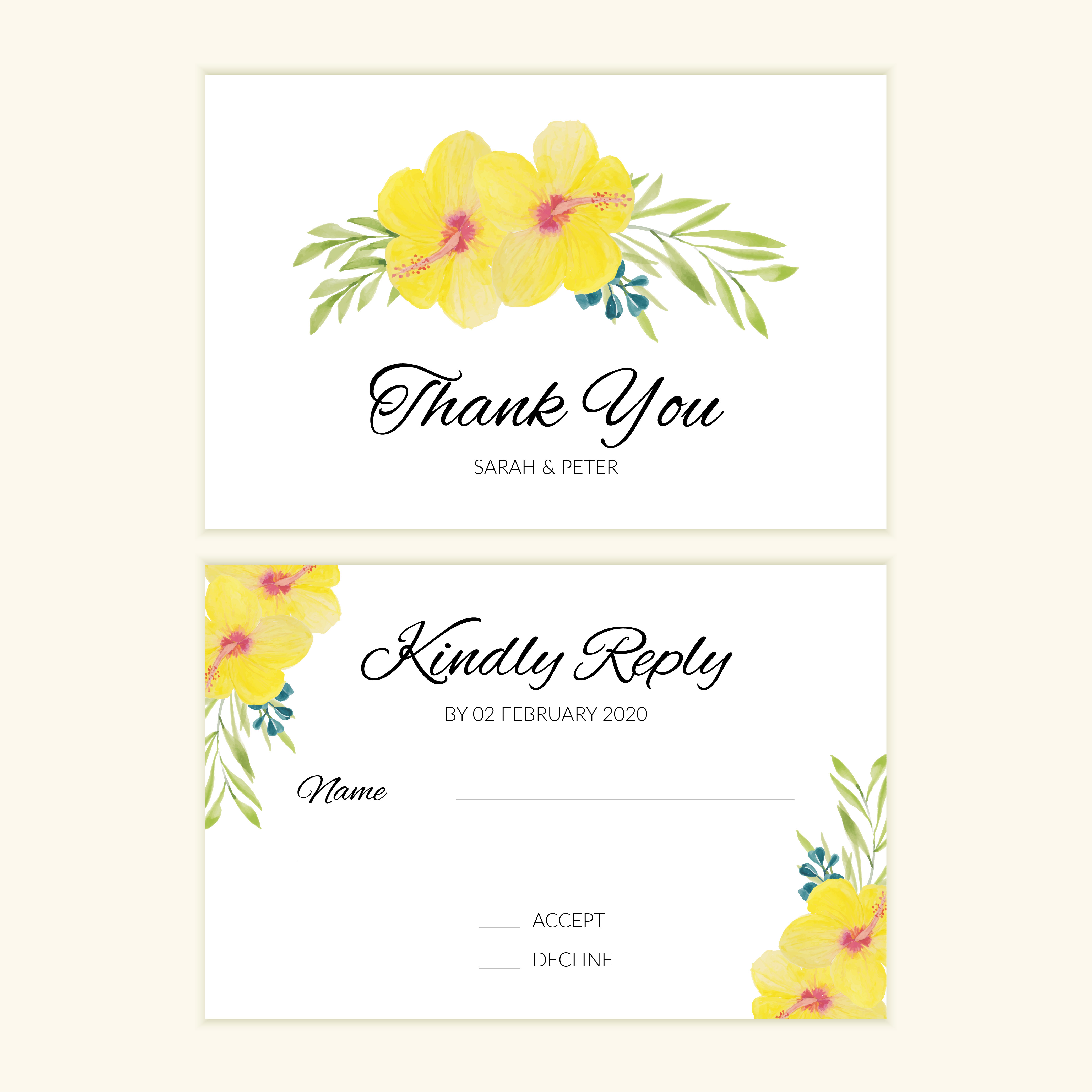 Rsvp Card Template For Wedding In Watercolor Floral Style Download Free Vectors Clipart Graphics Vector Art
