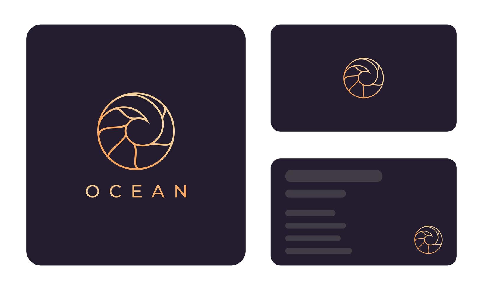 Gold ocean wave business card template vector