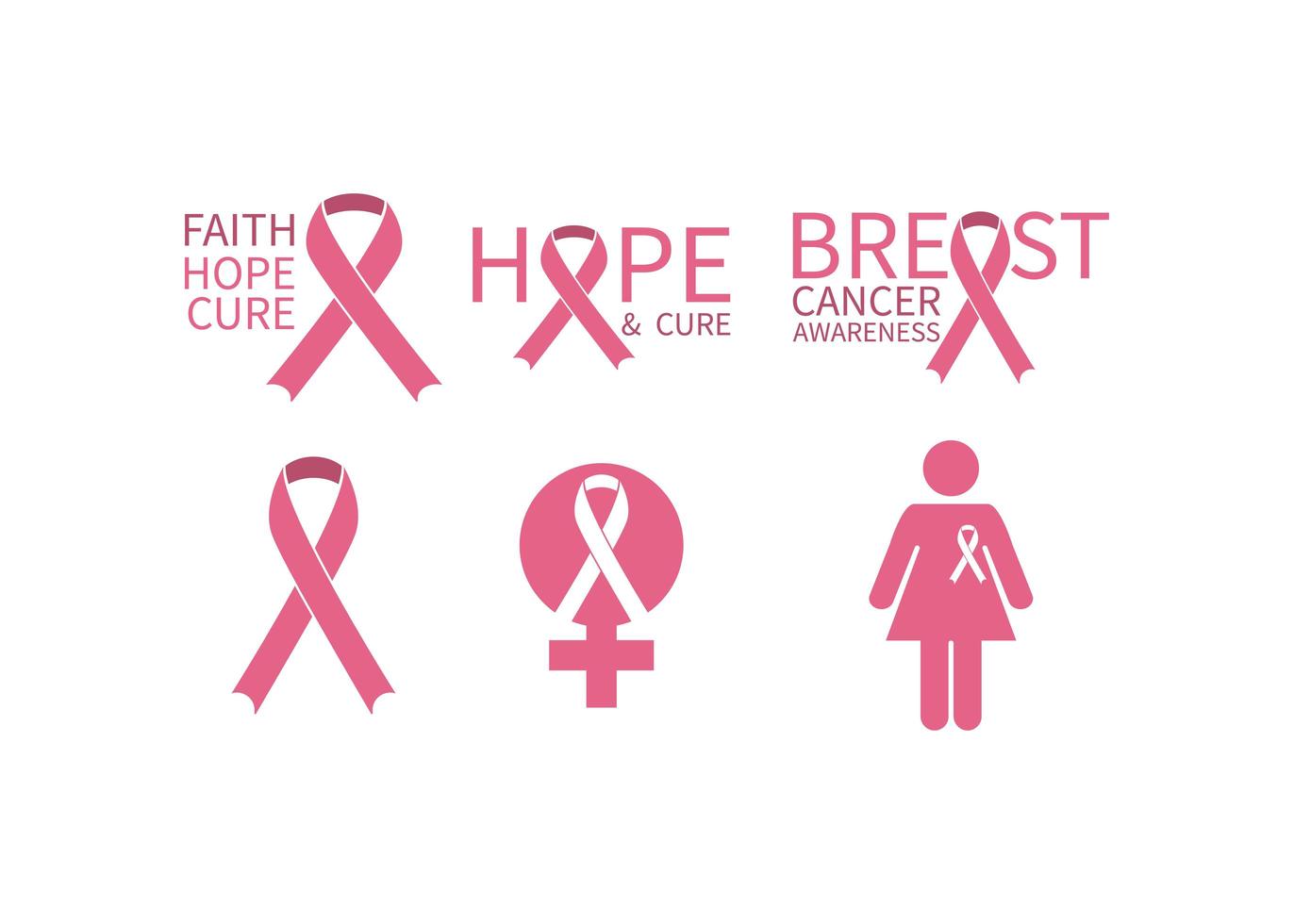 Breast cancer awareness graphic set vector