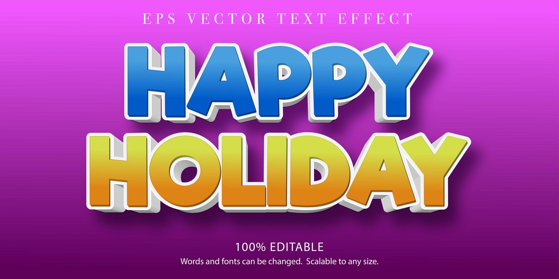 Happy holiday 3d editable text effect vector