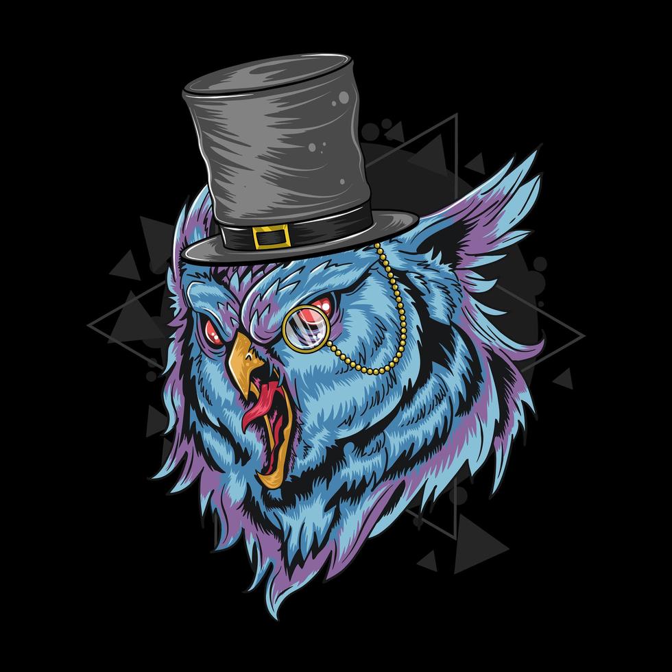 Mystic owl with top hat design  vector