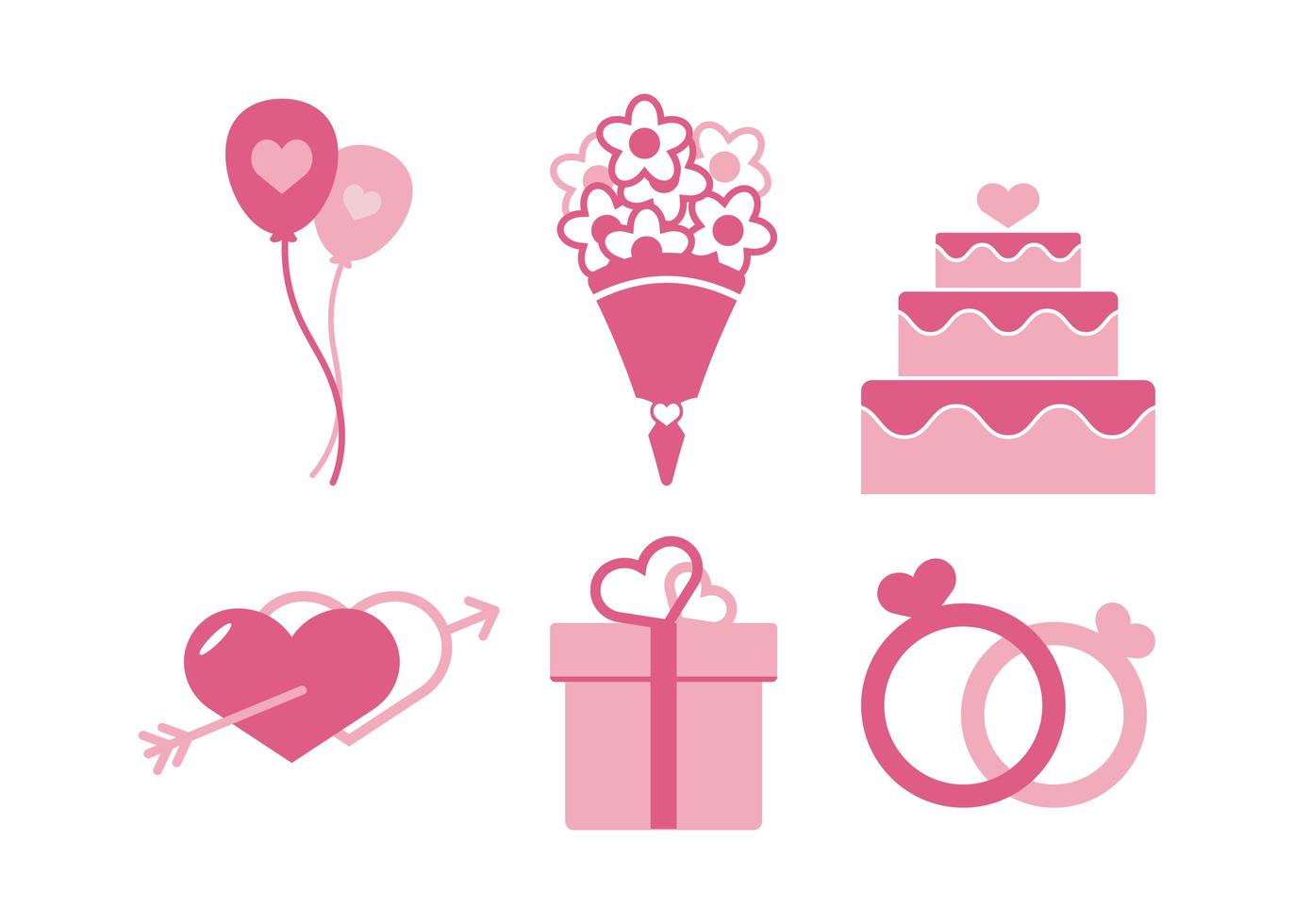 Wedding icon set vector