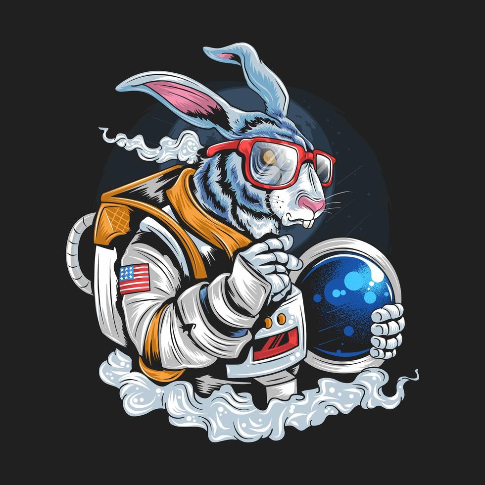 diseño de conejo astronauta vector