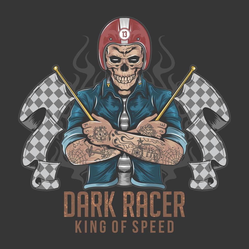 Skull racer with tattoos vector