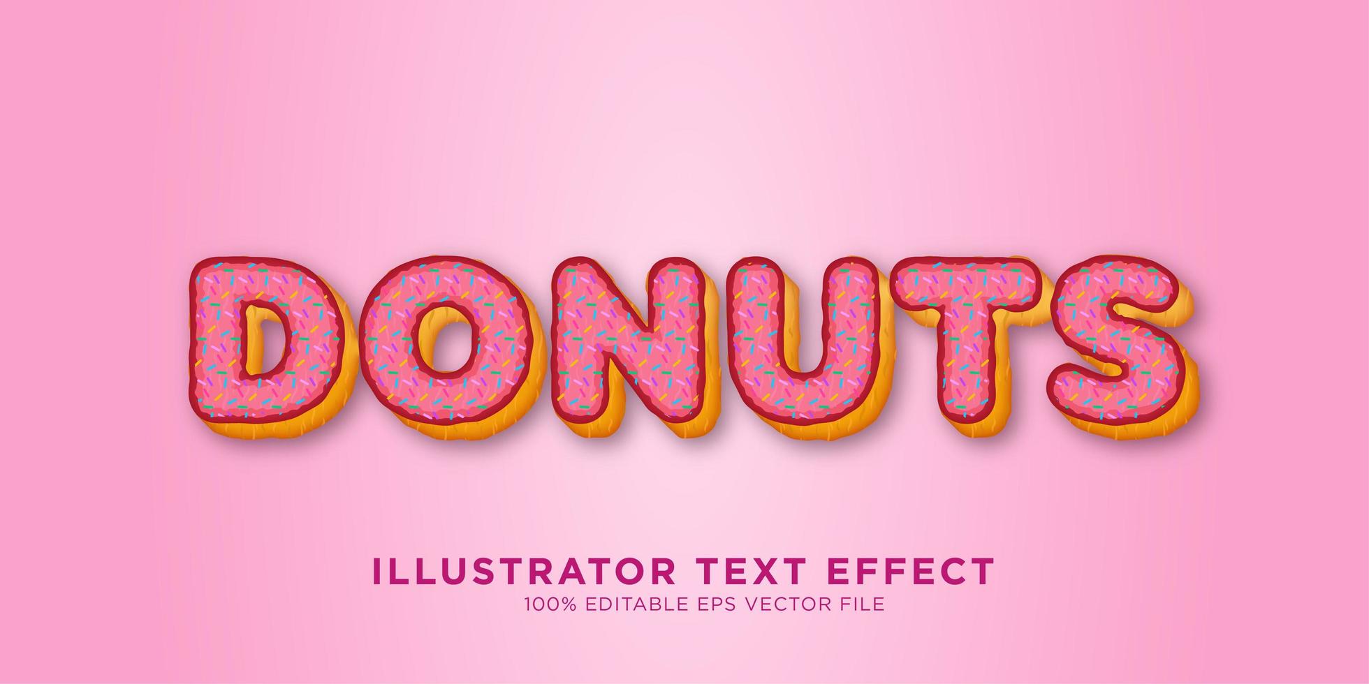 diseño de efecto de texto de donas vector