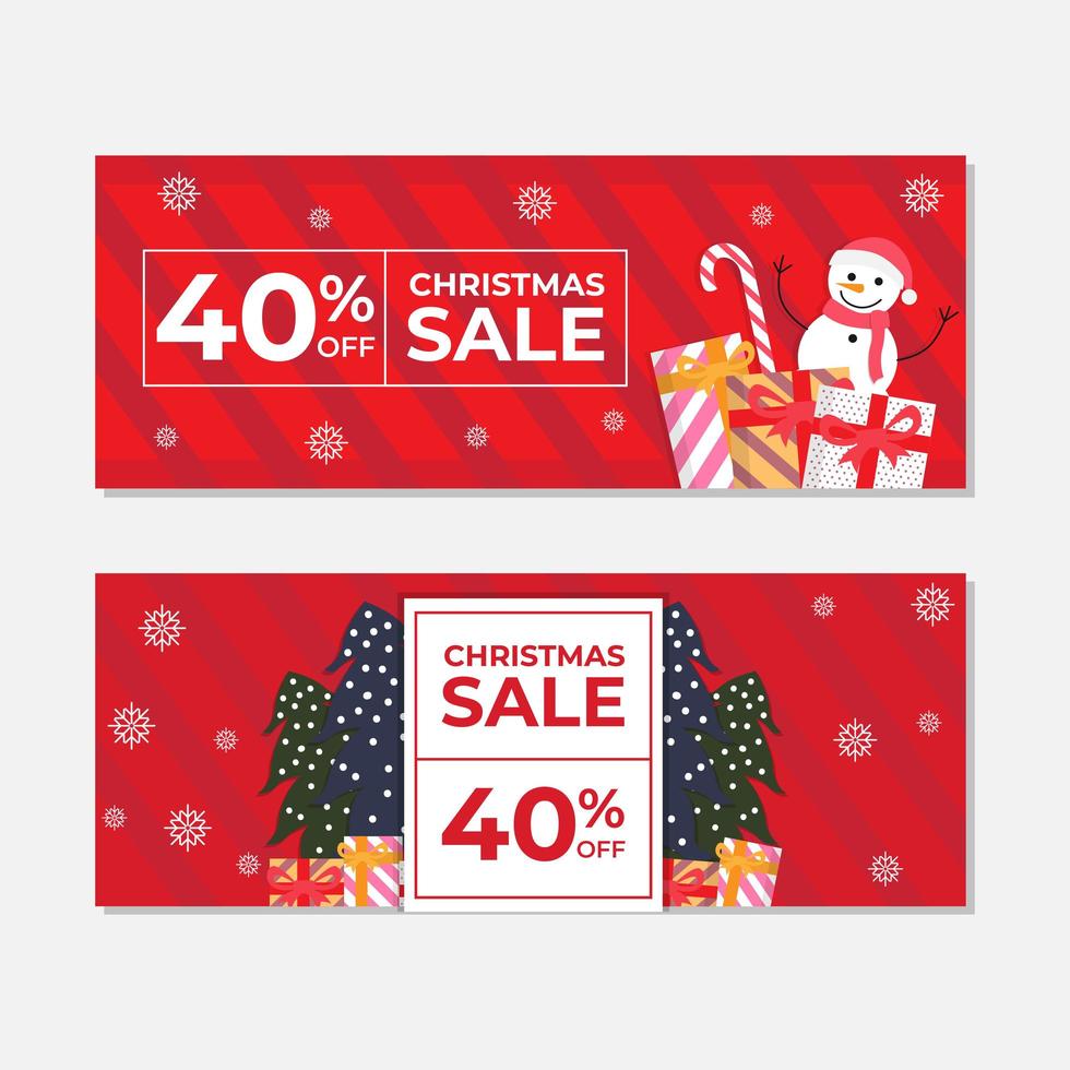 conjunto de plantillas de banner de venta de navidad roja vector