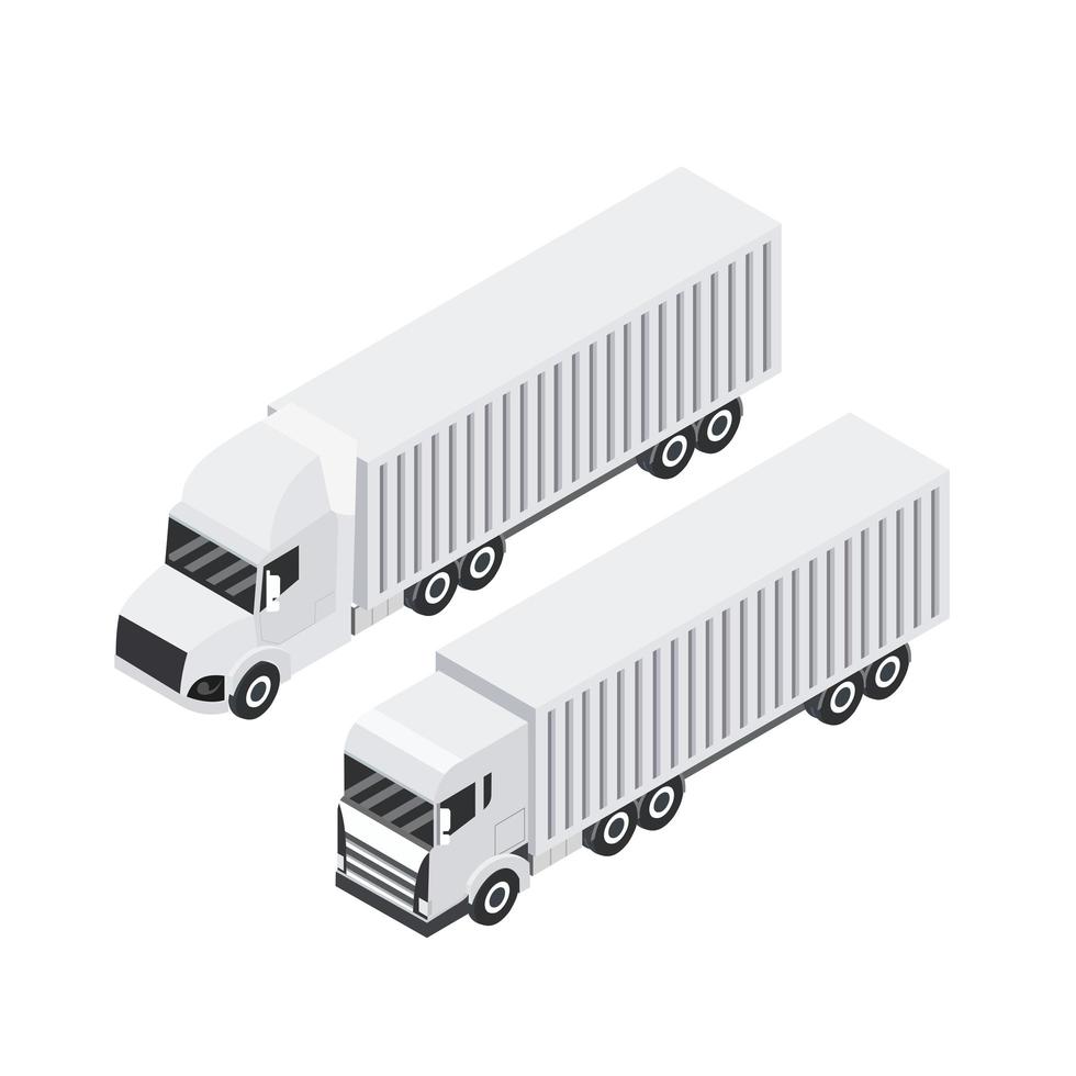 Isometric Cargo Truck Heavy Haul Trailer vector