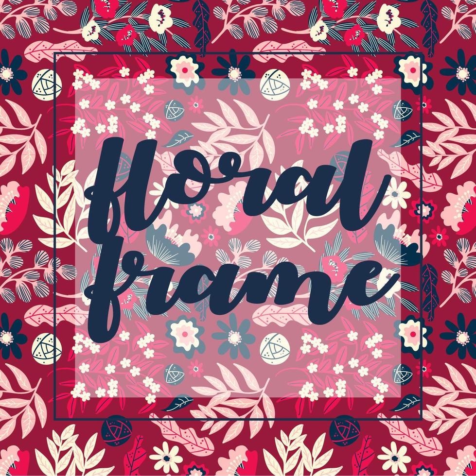 Trendy rose floral frame for multiple uses vector