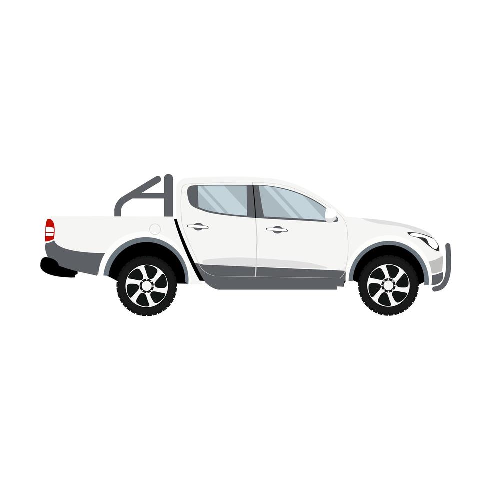 Pickup Truck White Color Double Cabin vector