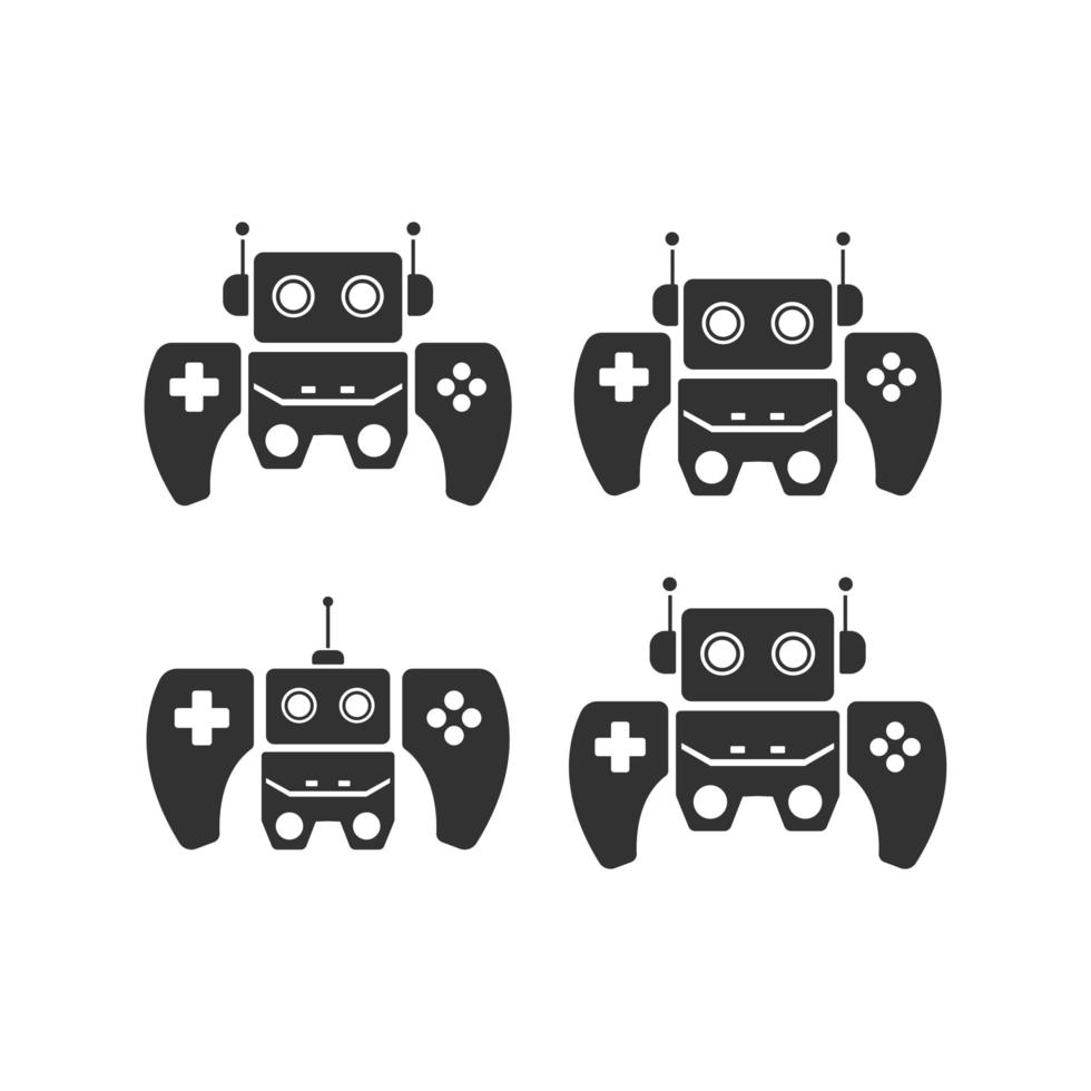 Set of flat joypads with robots vector