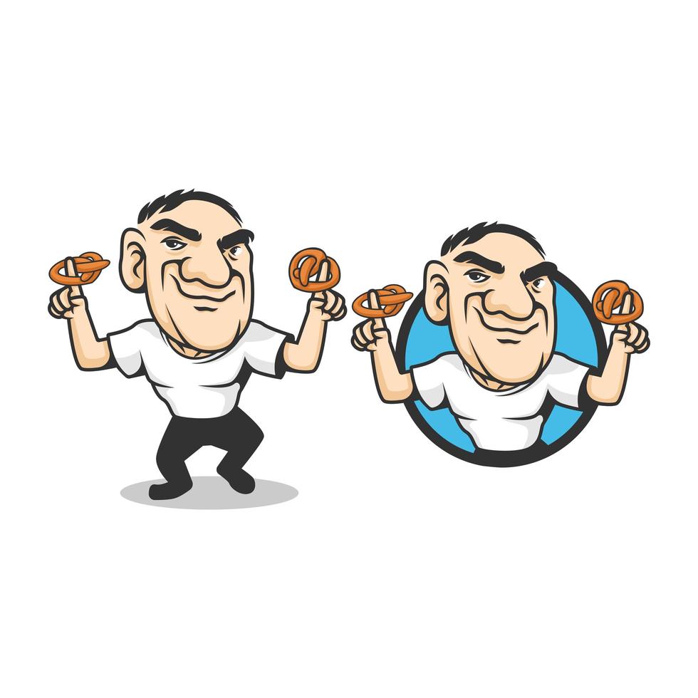 personajes de la mascota del hombre pretzel vector