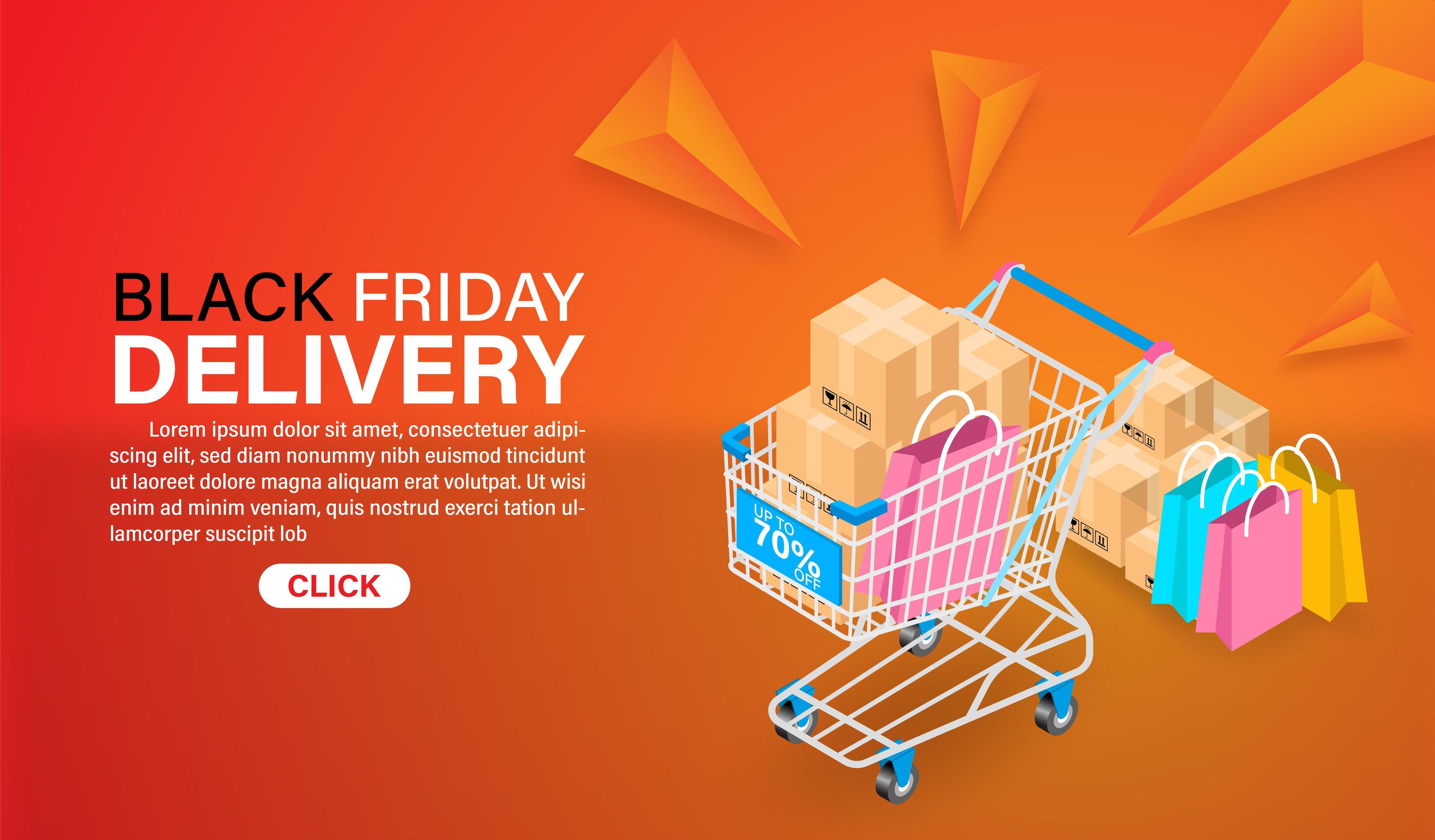 Black Friday Delivery Landing Page Concept 1361484 Vector Art at Vecteezy