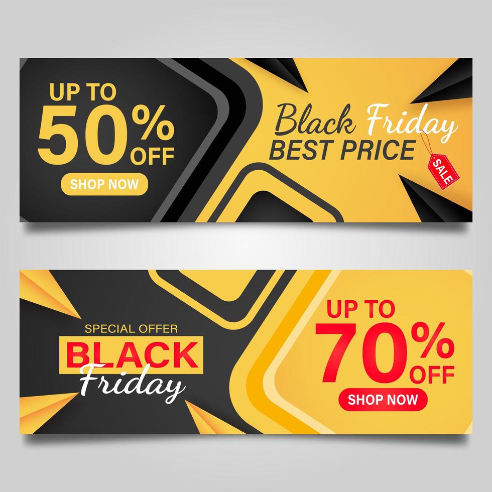 Banner de viernes negro en amarillo y negro. vector