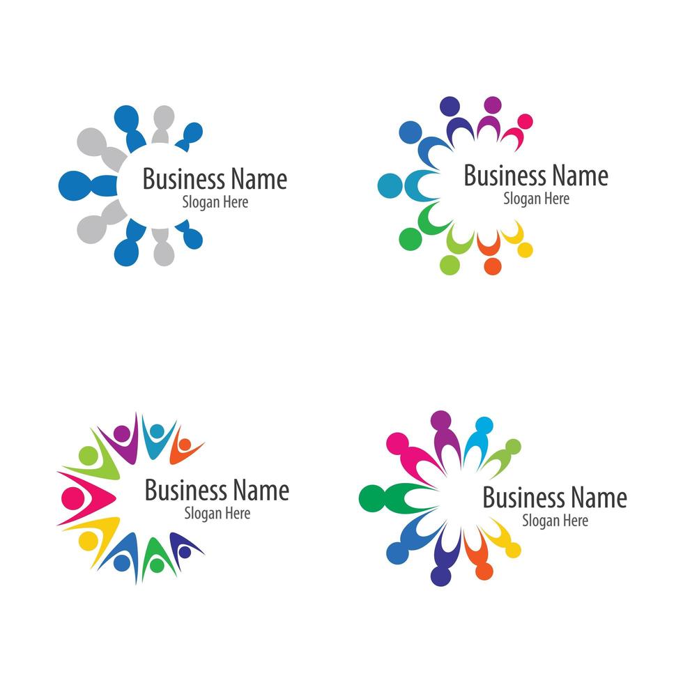 Teamwork icon set of four vector