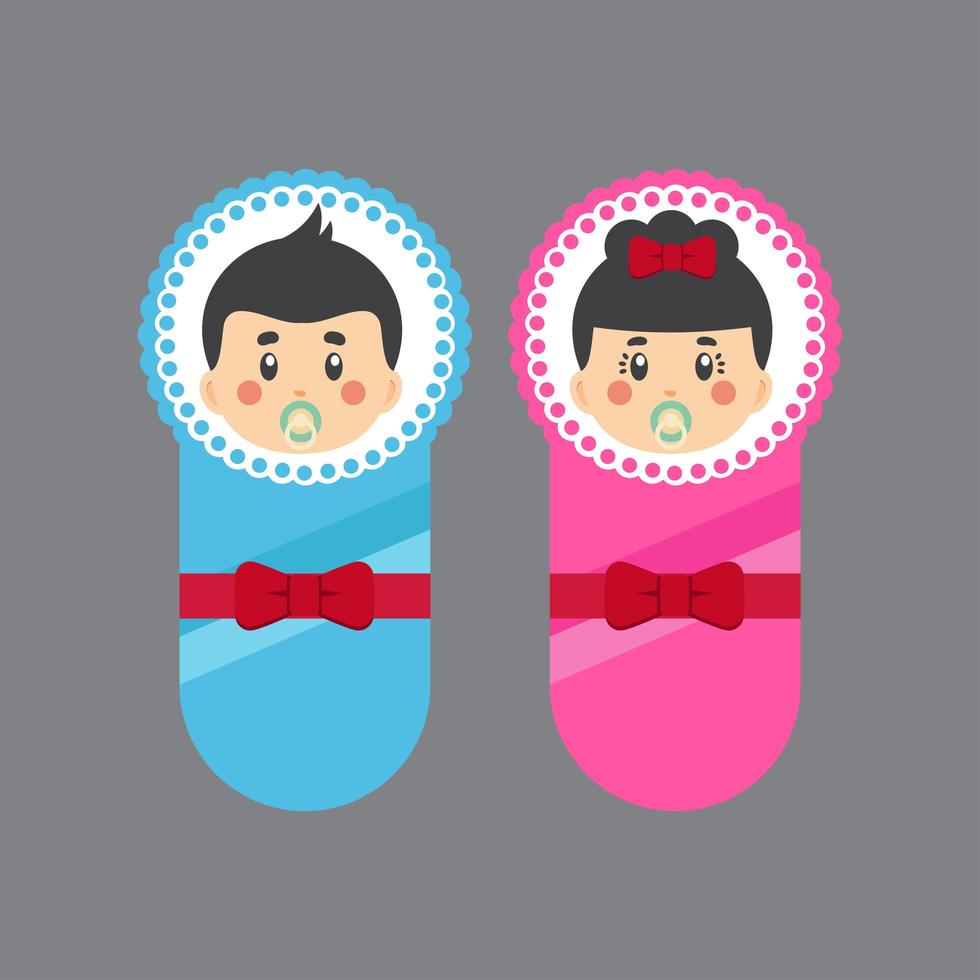 Cartoon Little Baby Girl and Boy Characters vector