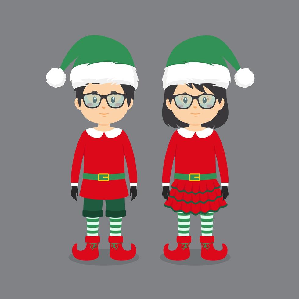 Couple Wearing Elf Costumes vector