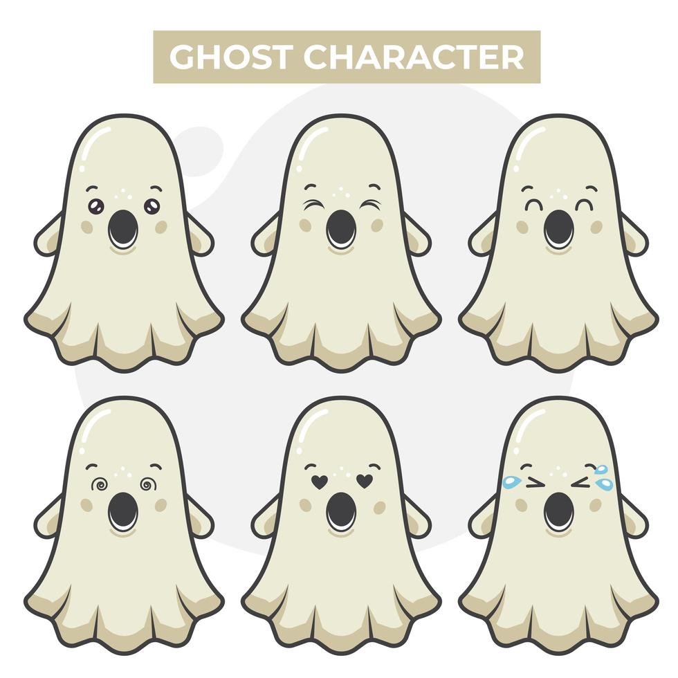 Cute Ghost Characters Set vector