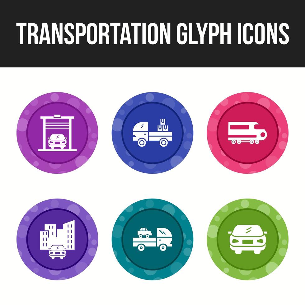 conjunto de iconos de icono de glifo de transporte único vector