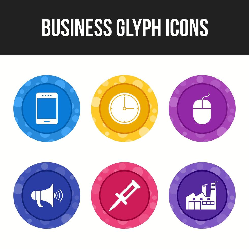 6 business glyph icons vector