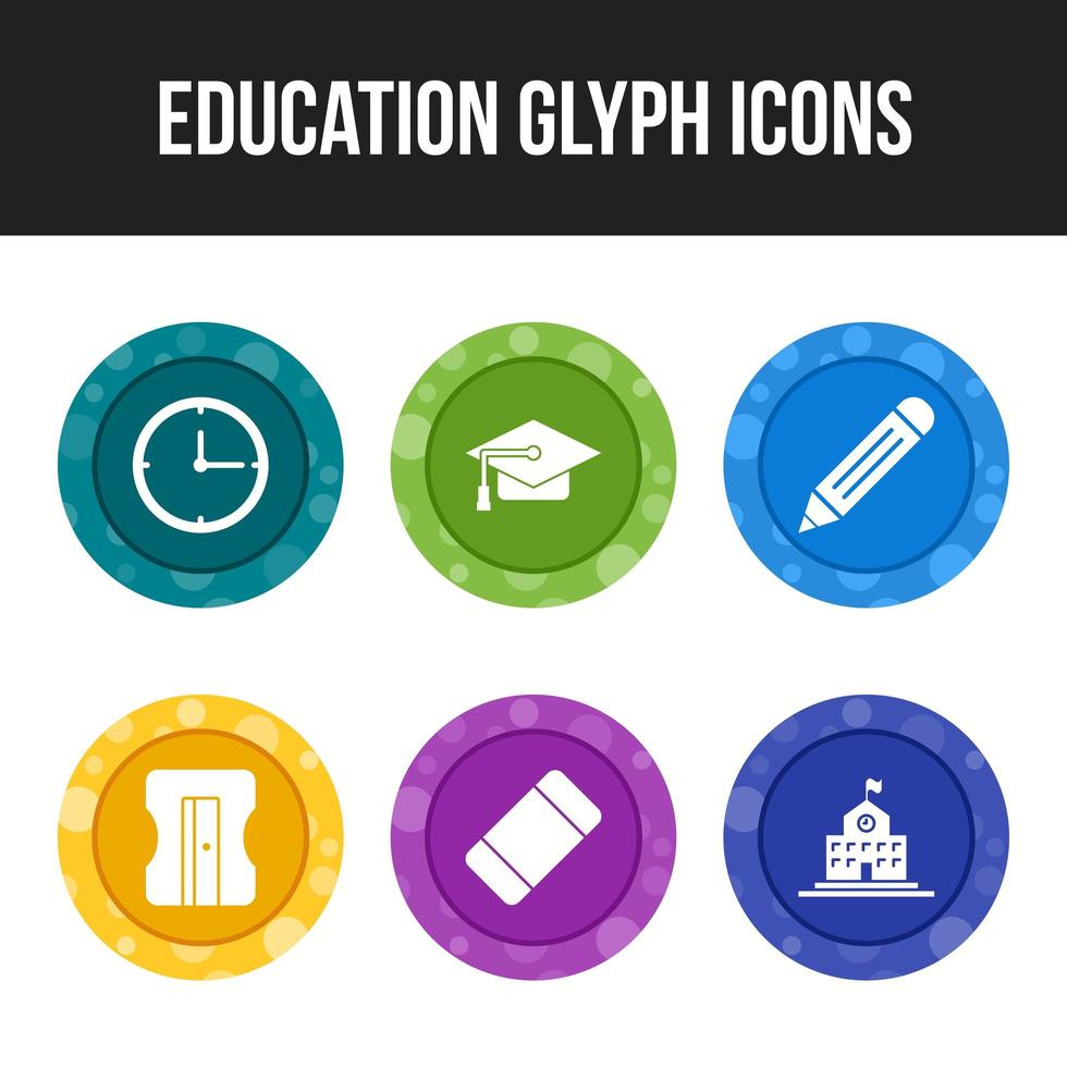 Set of education glyph icons vector