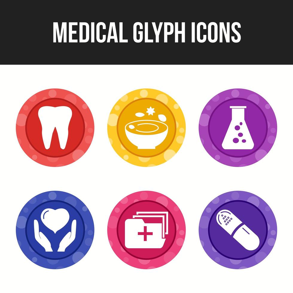 6 pack de iconos médicos vector